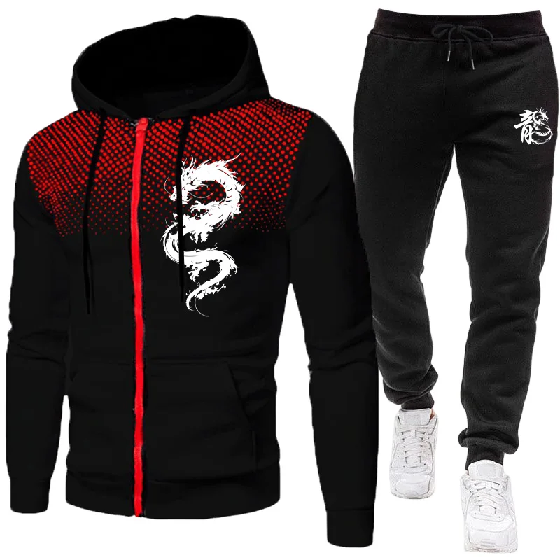 Winter Clothing Hoodie - Men's Paris Dragon Pattern Fashion Print