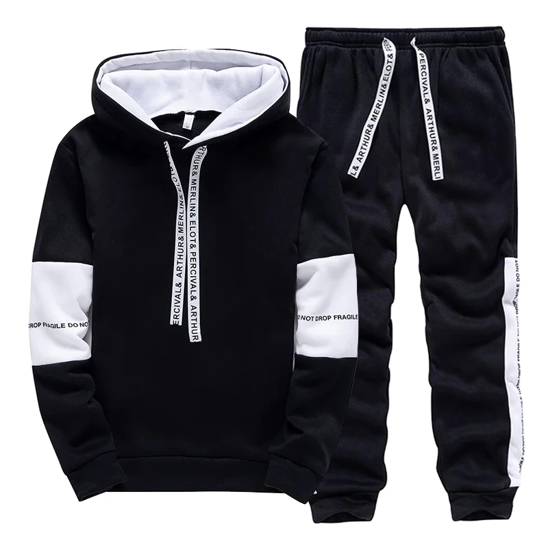 Black White Men's Tracksuit Fa - Winter Clothing Hoodie review and price