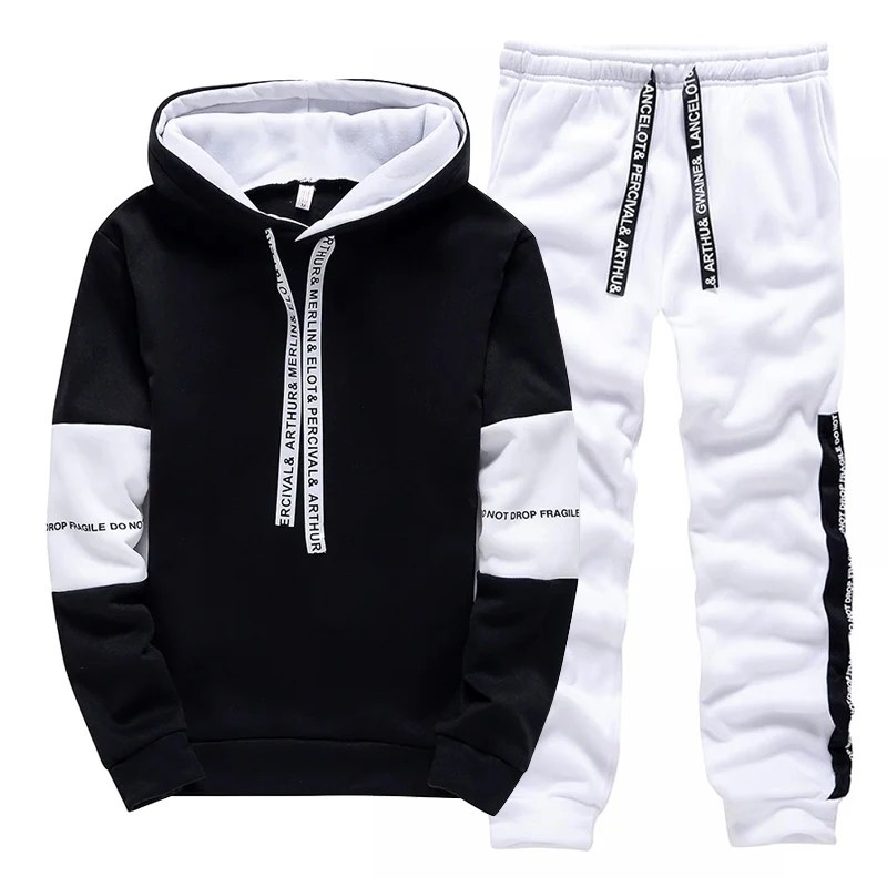 Black White Men's Tracksuit Fa - Winter Clothing Hoodie review and price