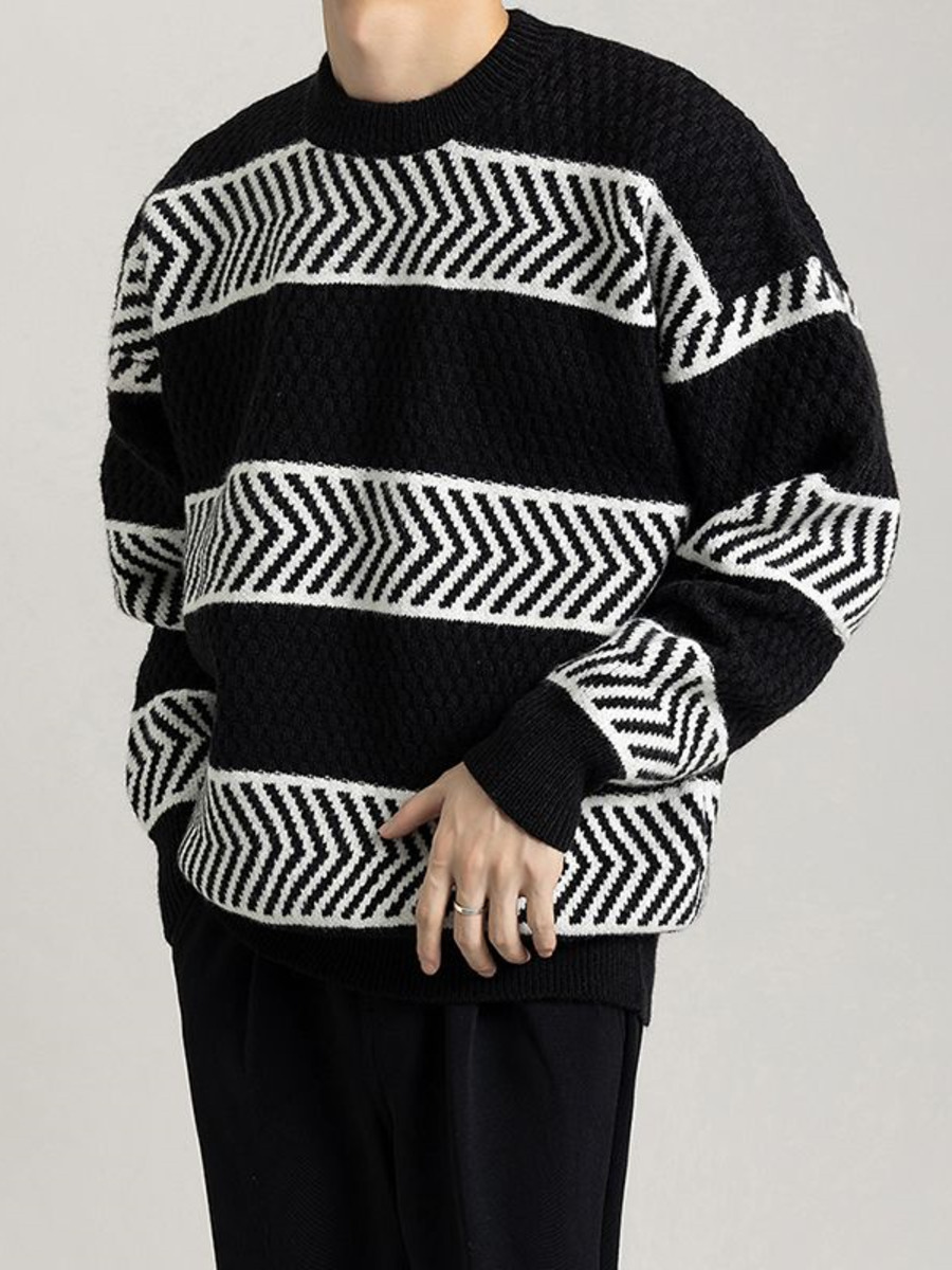 Casual Loose Stripes Pullover  - Winter Clothing Colors review and price