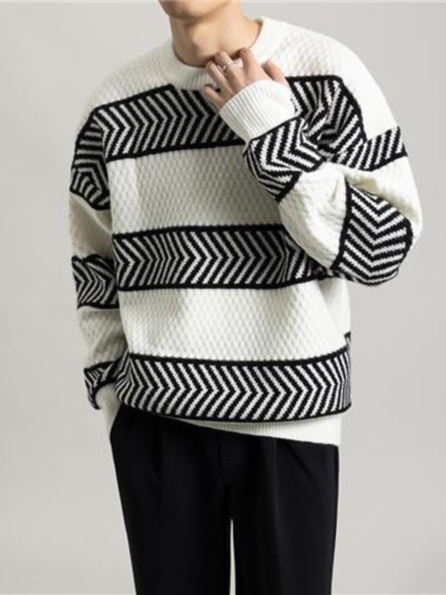 Casual Loose Stripes Pullover  - Winter Clothing Colors review and price
