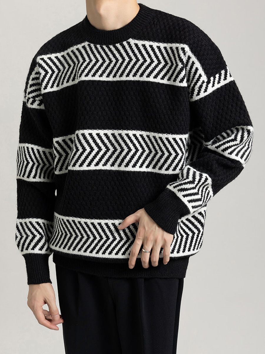 Casual Loose Stripes Pullover  - Winter Clothing Colors review and price
