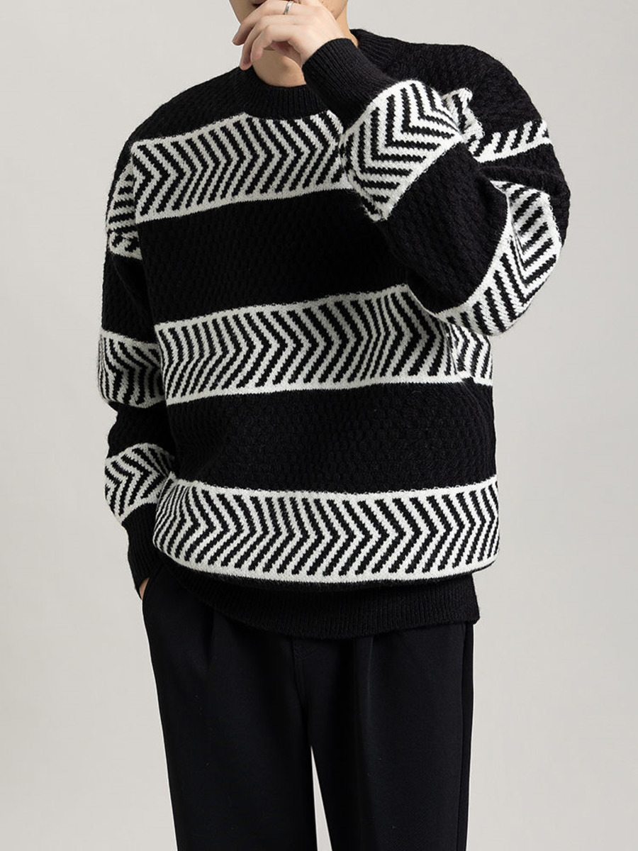 Casual Loose Stripes Pullover  - Winter Clothing Colors review and price