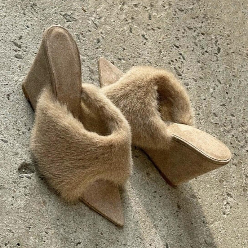 Fluffy Women Slippers Wedges P - Winter Clothing Women'S review and price