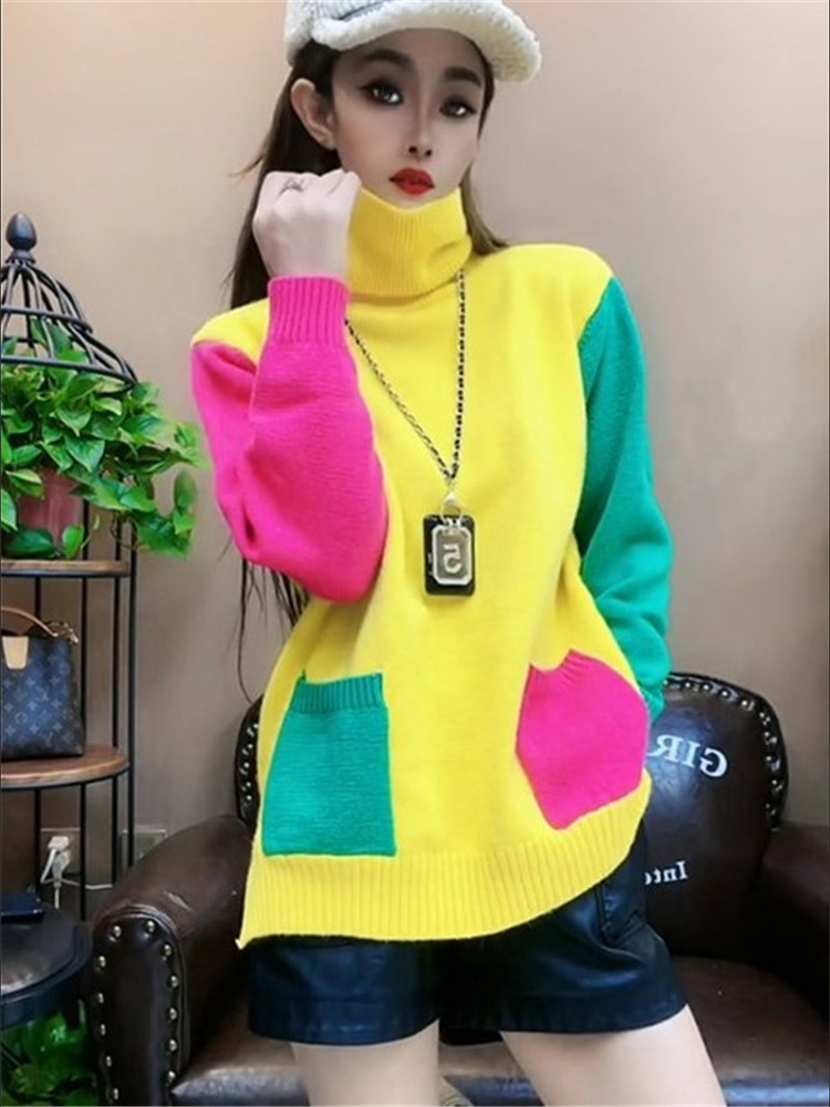 Casual Colors Patchwork Knitte - Winter Clothing Colors review and price