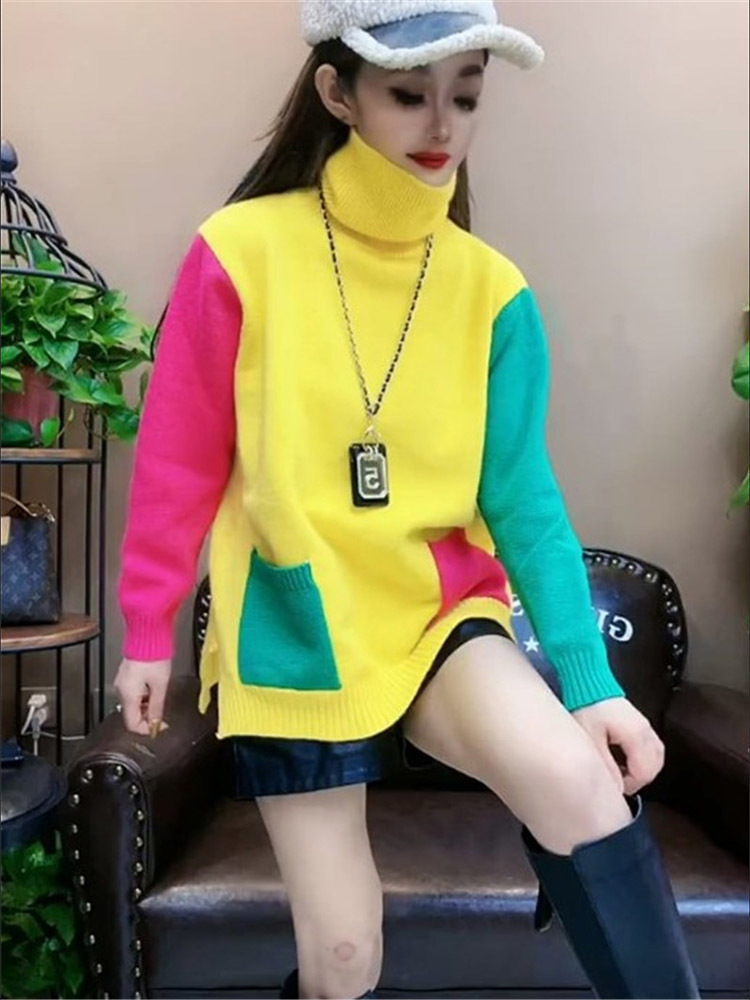Casual Colors Patchwork Knitte - Winter Clothing Colors review and price