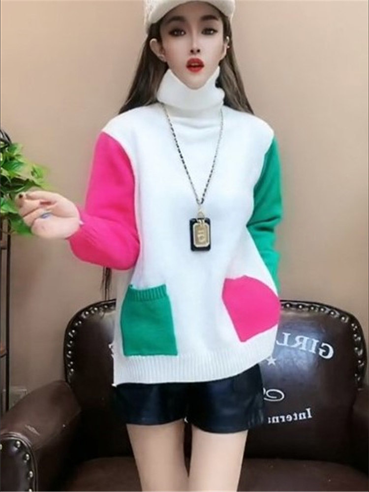 Casual Colors Patchwork Knitte - Winter Clothing Colors review and price