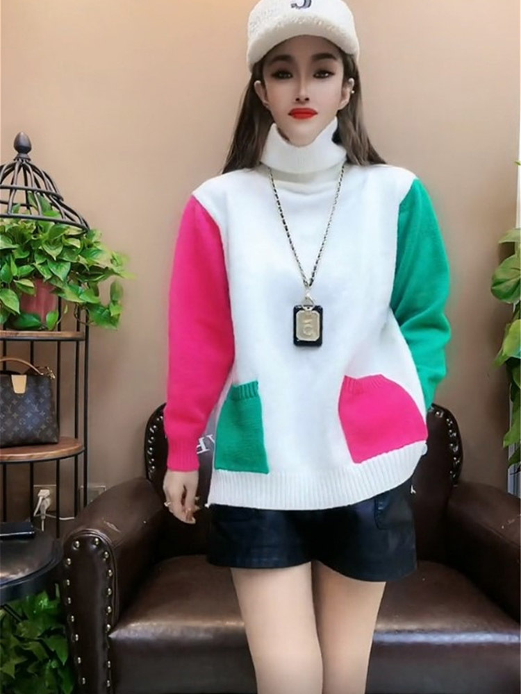 Casual Colors Patchwork Knitte - Winter Clothing Colors review and price