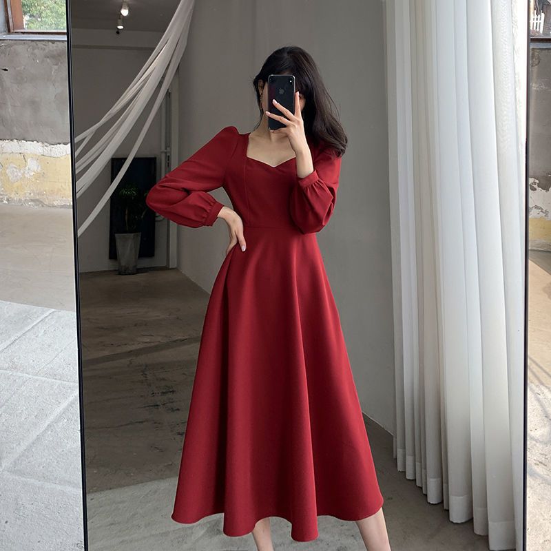 Temperament Black Midi Dress S - Winter Clothing Colors review and price
