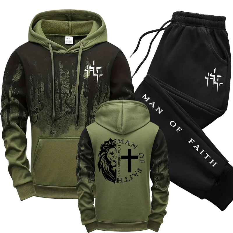 Man of Faith Pattern Men's Set - Winter Clothing Hoodie review and price