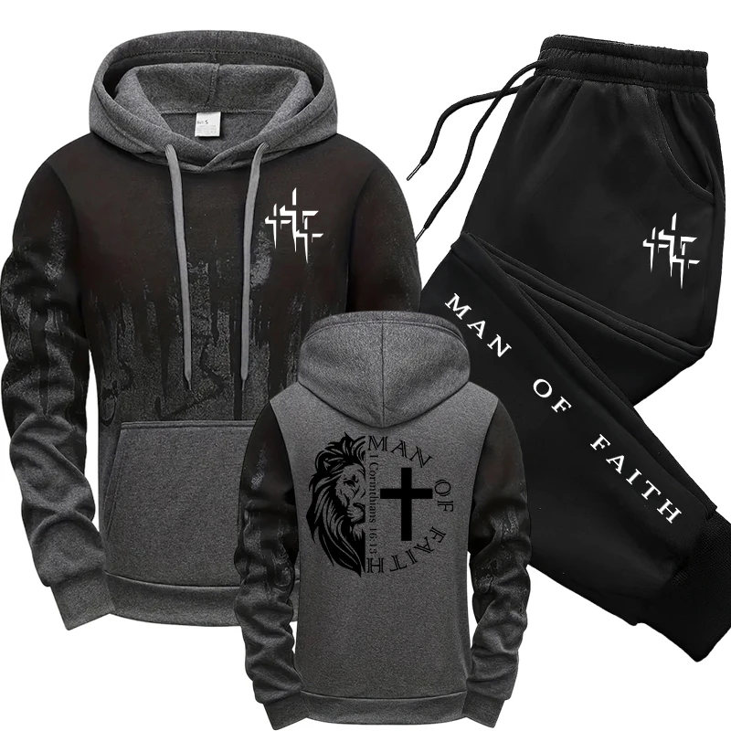Man of Faith Pattern Men's Set - Winter Clothing Hoodie review and price