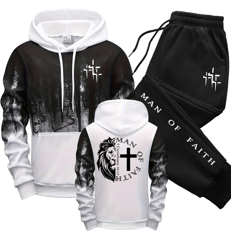 Man of Faith Pattern Men's Set - Winter Clothing Hoodie review and price