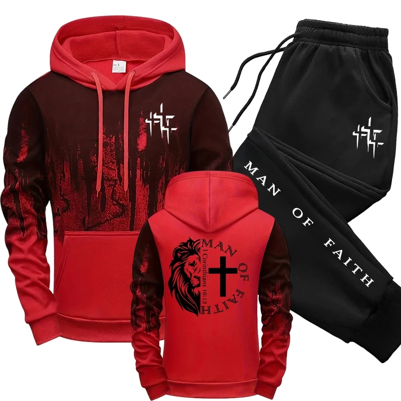 Man of Faith Pattern Men's Set - Winter Clothing Hoodie review and price